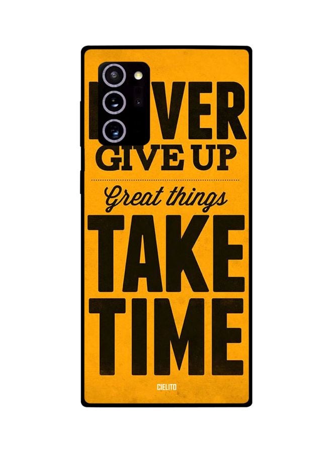 CIELITO Great Things Take Time Printed Case Cover For Samsung Galaxy Note20 Ultra Yellow/Black - Image 2