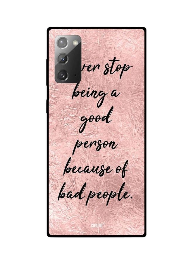 سيليتو غطاء حماية بنمط مطبوع بعبارة لهاتف سامسونج جالاكسي نوت 20 وردي/أسود - Image 2