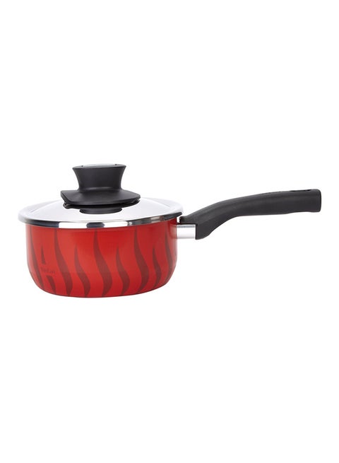 Tempo Flame Sauce Pan With Lid Aluminum Non-Stick Red/Black/Clear 16cm