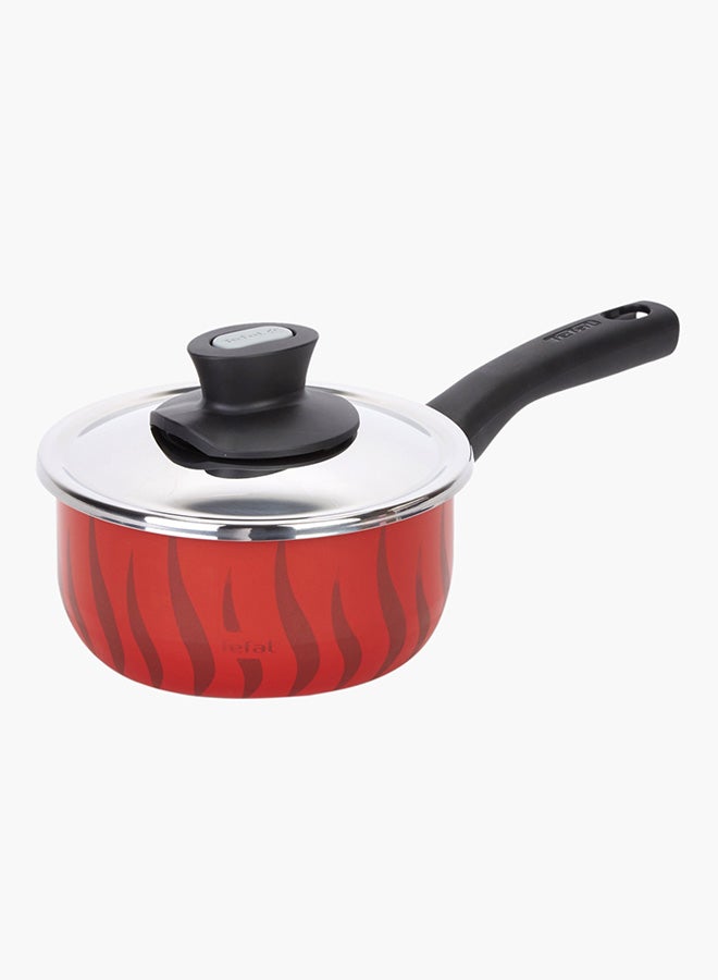 Tempo Flame Sauce Pan With Lid Aluminum Non-Stick Red/Black/Clear 16cm