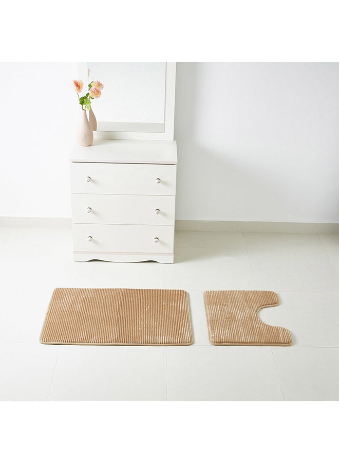 Home Box Set of 2 Luxot Memory Foam Bath and Contour Mat Beige 60x50cm  - Image 4