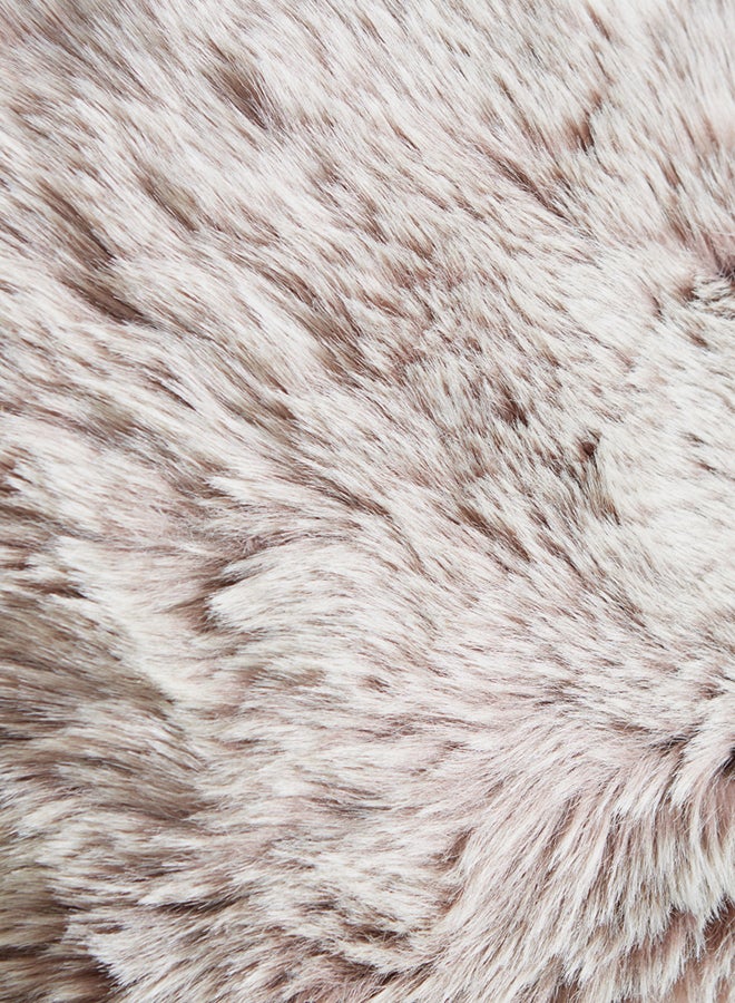 Home Box Faux Sheep Skin cushion Polyester Dyed Brown 45x45x10cm  - Image 4