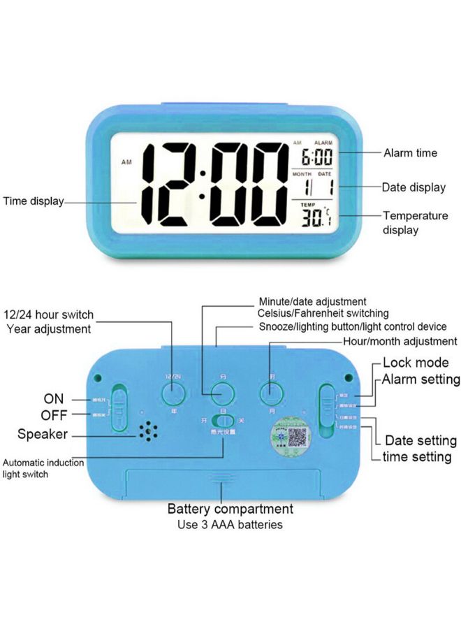 Digital Alarm Clock Blue 14.50X5.50X8.80cm - v1601200363/N40529256A_5