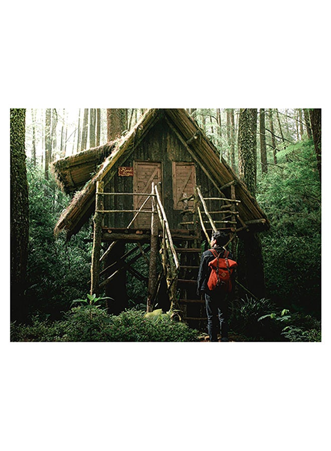 فاست برينت ملصق جداري ذاتي اللصق يحمل صورة ولد أخضر/بيج/أبيض 80x60سم