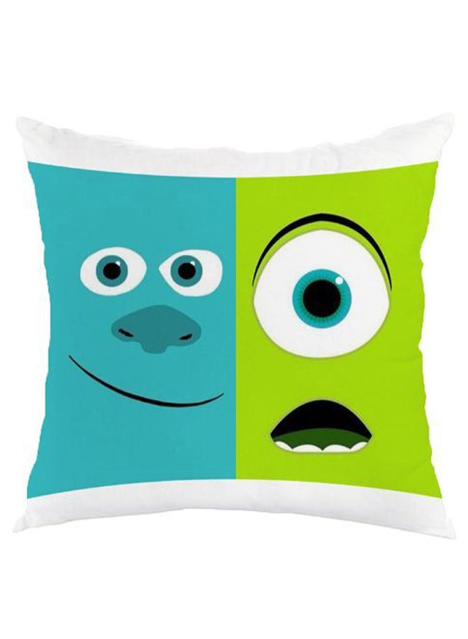 وسادة زينة بطبعة لعبارة "Monster Inc" مع غطاء متعدد الألوان 45x45سم