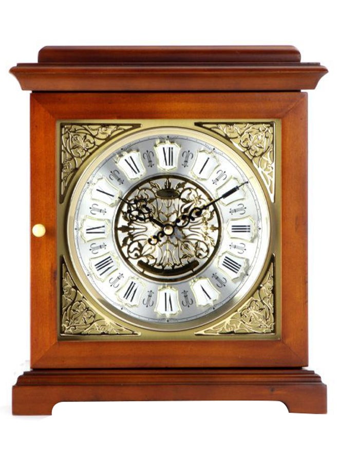 ويلينجدن ساعة بإطار من الخشب الصلب ذات تصميم أوروبي رائع ومتطور بني 29x25x15.8سم - Image 1