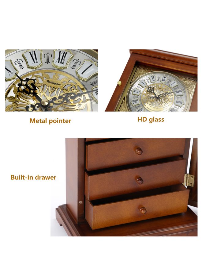 ويلينجدن ساعة بإطار من الخشب الصلب ذات تصميم أوروبي رائع ومتطور بني 29x25x15.8سم - Image 4