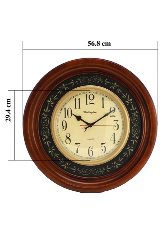 Weilingdun Classical Creative Zero Error Travel Time Mute Round Wooden Frame Wall Clock Brown 56.8x56.8x7.5cm - Image 3