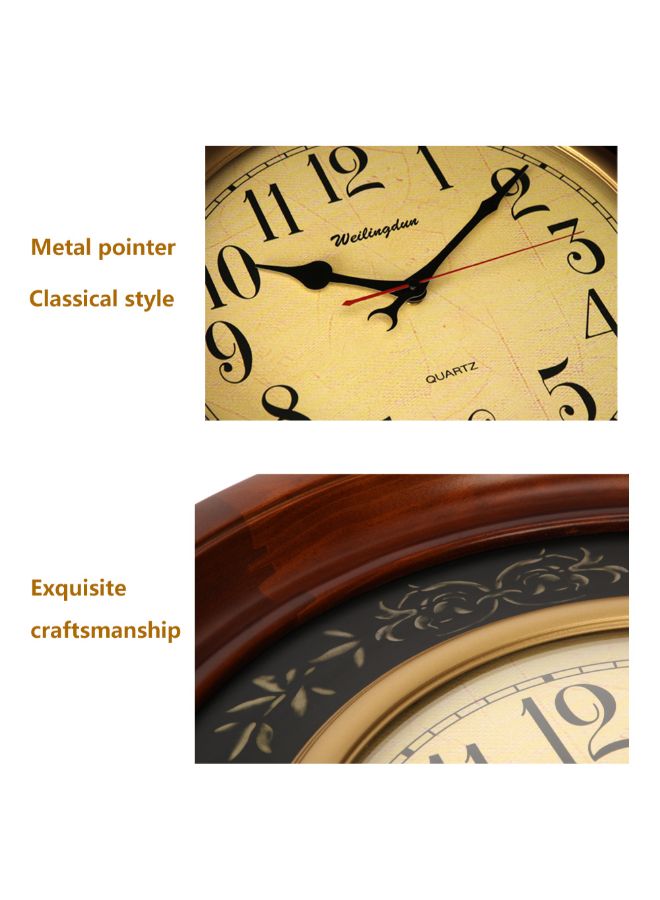 Weilingdun Classical Creative Zero Error Travel Time Mute Round Wooden Frame Wall Clock Brown 56.8x56.8x7.5cm - Image 4