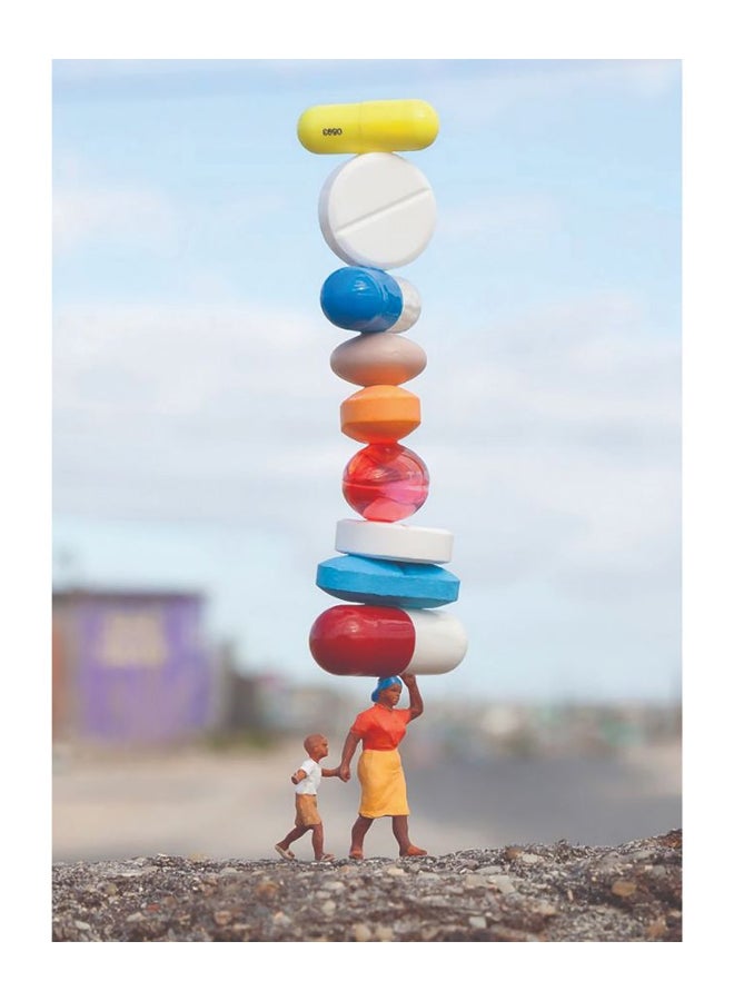 Zoot Balancing Of Medicines Themed Wall Art Blue/Yellow/Green 50x70cm