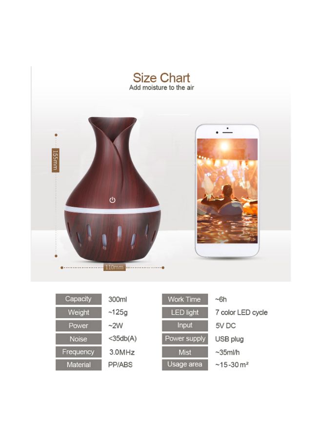 Generic LED Colour Changing Essential Oil Aroma Diffuser Light Brown 300ml  - Image 5