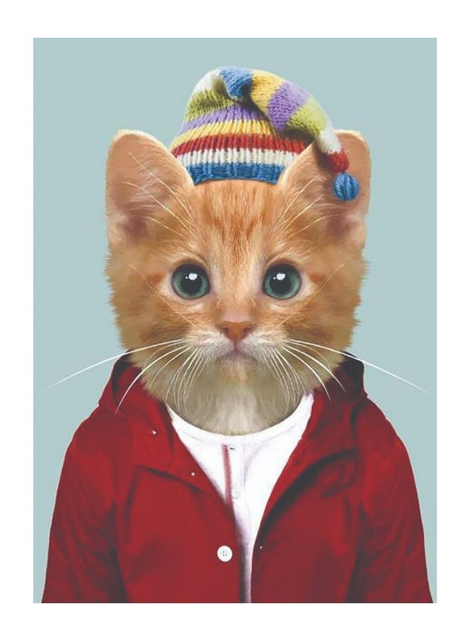 Zoot Cat In Shirt Themed Wall Art Red/Brown/White 50x70cm