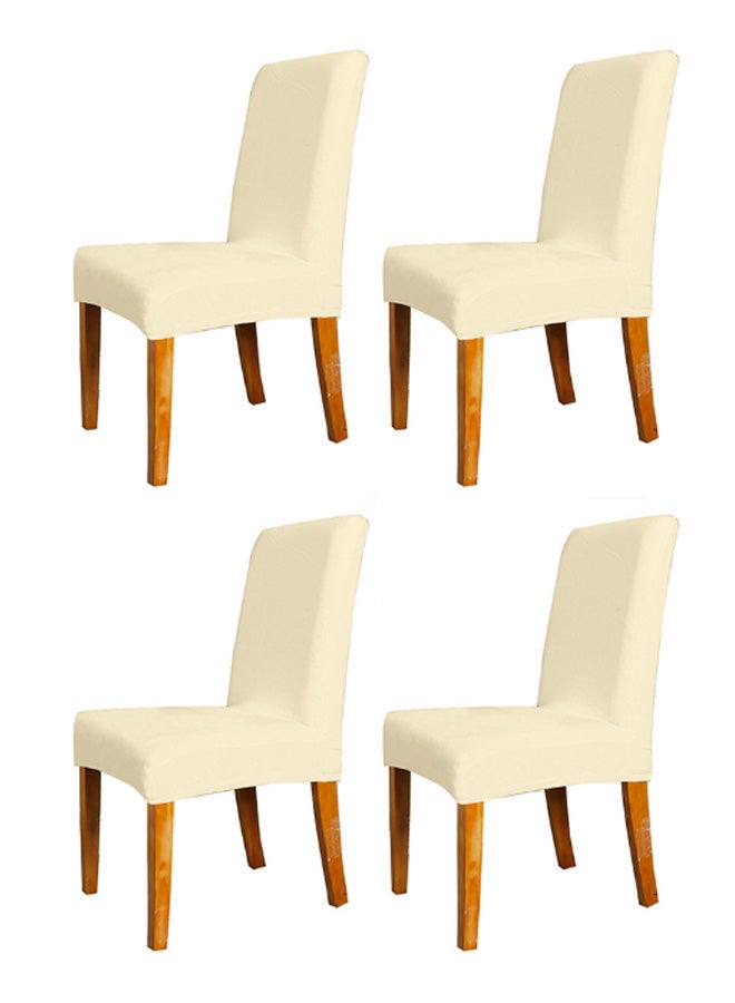 Generic 4-Piece Solid Chair Cover Set Deep Beige 12x12x2cm  - Image 5