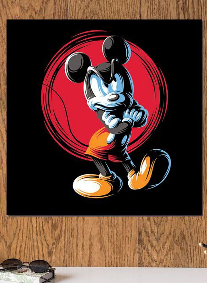 Atiq Mickey Mouse Themed Printed MDF Wall Art Black/Red/Blue 30x30cm - Image 2