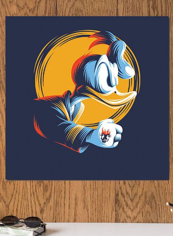 Atiq Donald Duck Themed Printed MDF Wall Art Blue/Yellow/White 30x30cm - Image 2