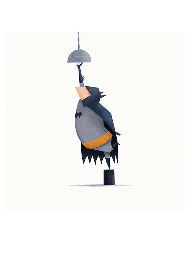 أتيك لوحة فنية من خشب MDF بطبعة باتمان أبيض/ رمادي/ بيج 30x30سم - Image 1