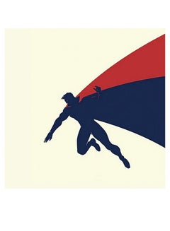 Superman Themed Printed MDF Wall Art Beige/Blue/Red 30x30cm