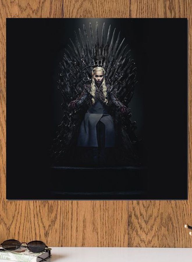 Atiq Daenerys Targaryen, Game Of Thrones Themed Printed MDF Wall Art Black/Beige/Gray 30x30cm - Image 2