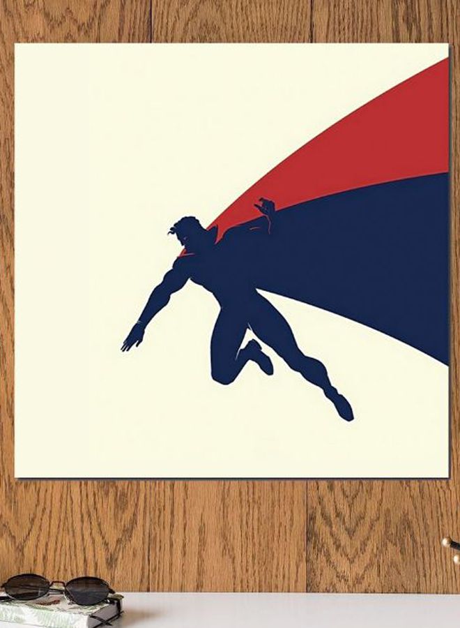 Atiq - Superman Themed Printed MDF Wall Art Beige/Blue/Red 30x30cm - Image 1
