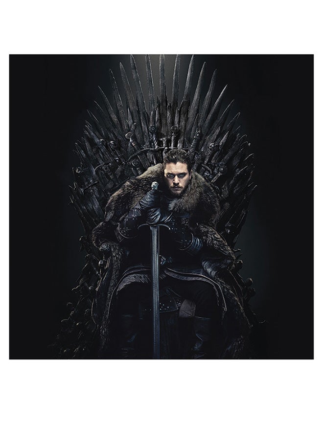 أتيك لوحة فنية من خشب MDF بطبعة شخصية جون سنو من مسلسل "Game Of Thrones" أسود/ بيج/ رمادي 30x30سم  - Image 1