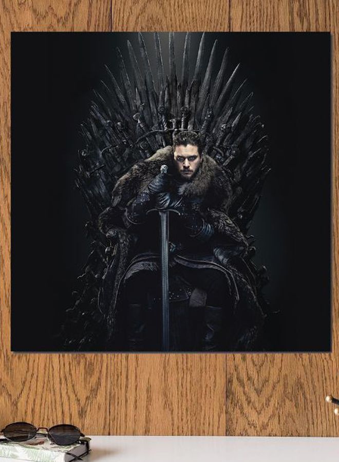 أتيك لوحة فنية من خشب MDF بطبعة شخصية جون سنو من مسلسل "Game Of Thrones" أسود/ بيج/ رمادي 30x30سم  - Image 2