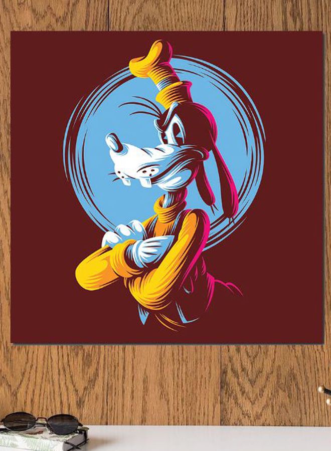 Atiq - Goofy Themed Printed MDF Wall Art Brown/Blue/Yellow 30x30cm - Image 1