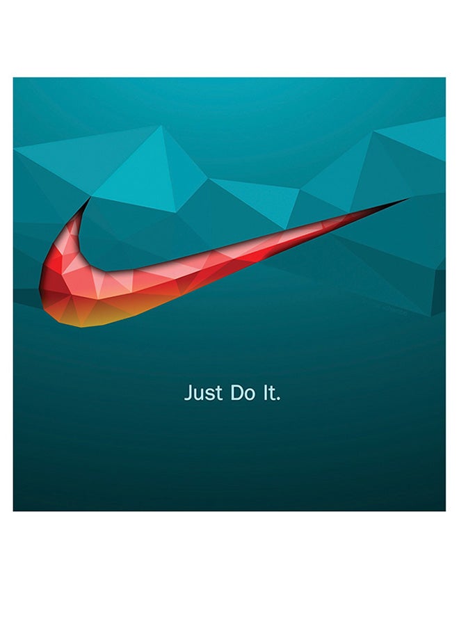 أتيك لوحة فنية من خشب MDF بطبعة شعار نايكي وعبارة "Just Do It" سيان/ أحمر/ أبيض 30x30سم  - Image 1