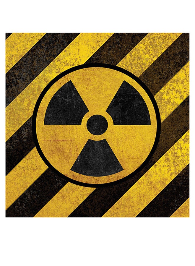 أتيك لوحة فنية من خشب MDF بطبعة تعبر عن خطر الإشعاع أسود/ أصفر 30x30سم - Image 1