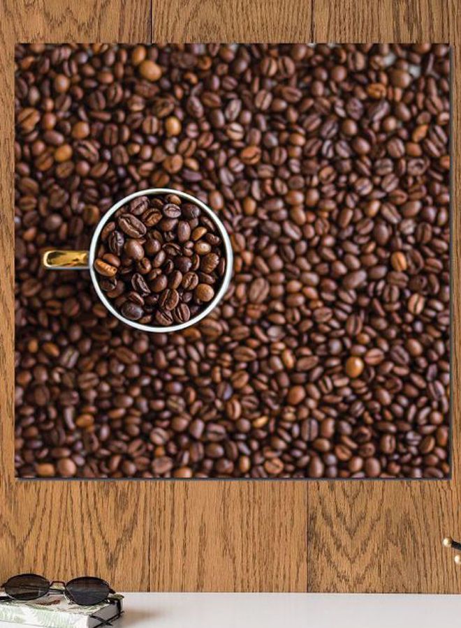 Atiq Coffee Lovers Themed Printed MDF Wall Art Brown/Silver 30x30cm - Image 2