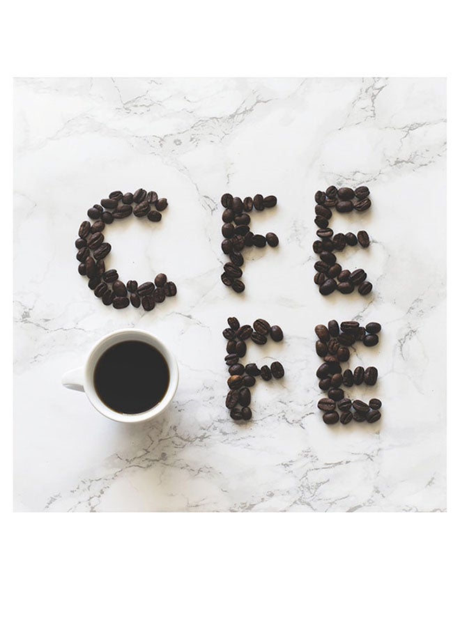 Atiq Coffee Lovers Themed Printed MDF Wall Art White/Brown/Black 30x30cm - Image 1