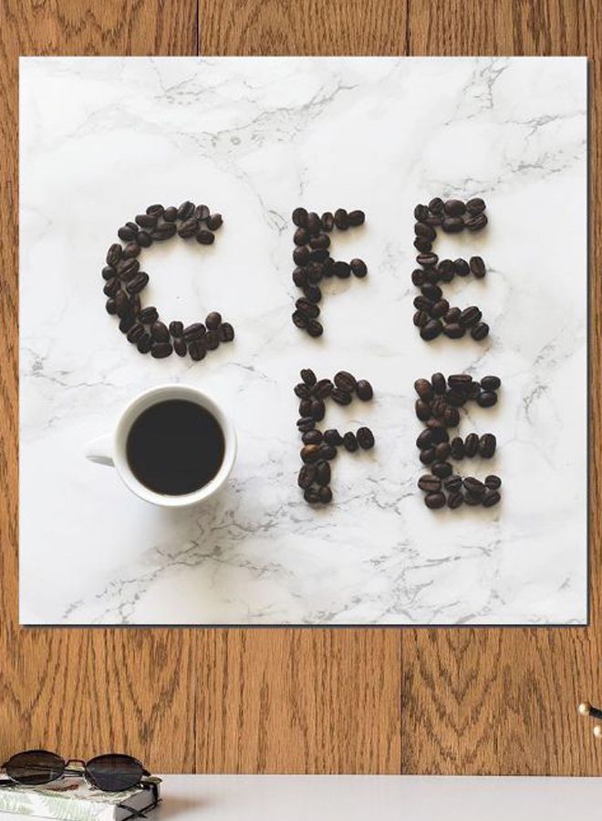 Atiq Coffee Lovers Themed Printed MDF Wall Art White/Brown/Black 30x30cm - Image 2