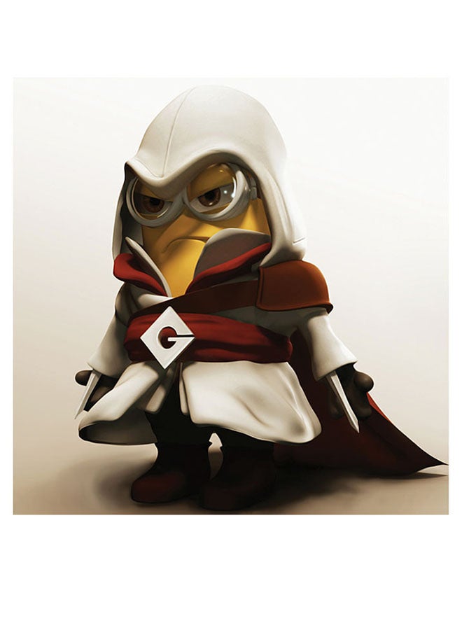 أتيك لوحة فنية من خشب MDF بتصميم شخصية الافلام الكرتونية مينيون بنمط اللعبة  Assassin's Creed أبيض/ أصفر/ أحمر 30x30سم - Image 1