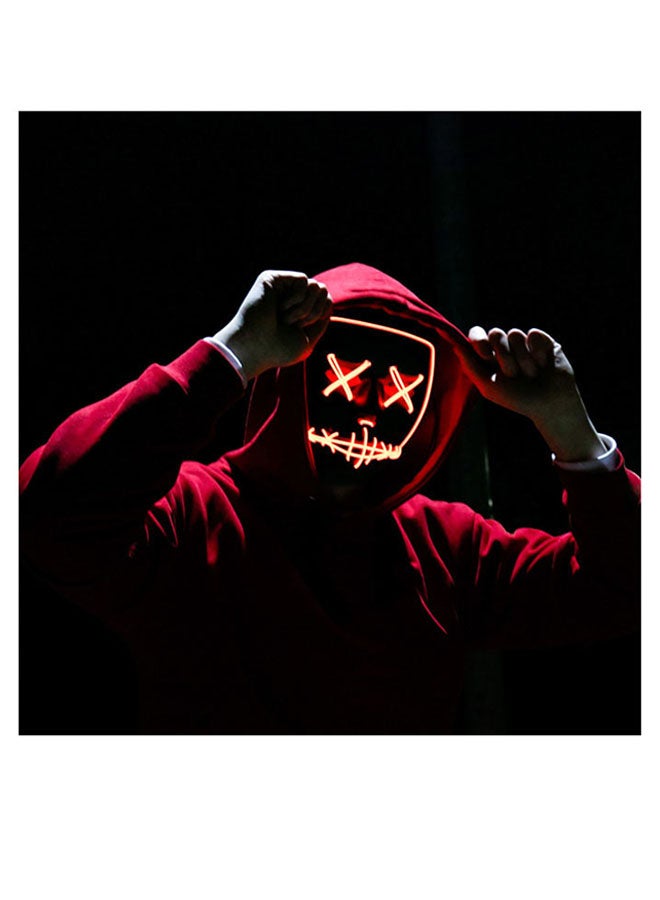 Atiq Mask Neon Themed Printed MDF Wall Art Black/Red/Yellow 30x30cm - Image 1