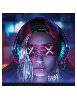 Gamer Themed Printed MDF Wall Art Purple/Blue/Pink 30x30cm - v1601200838/N40372156A_1