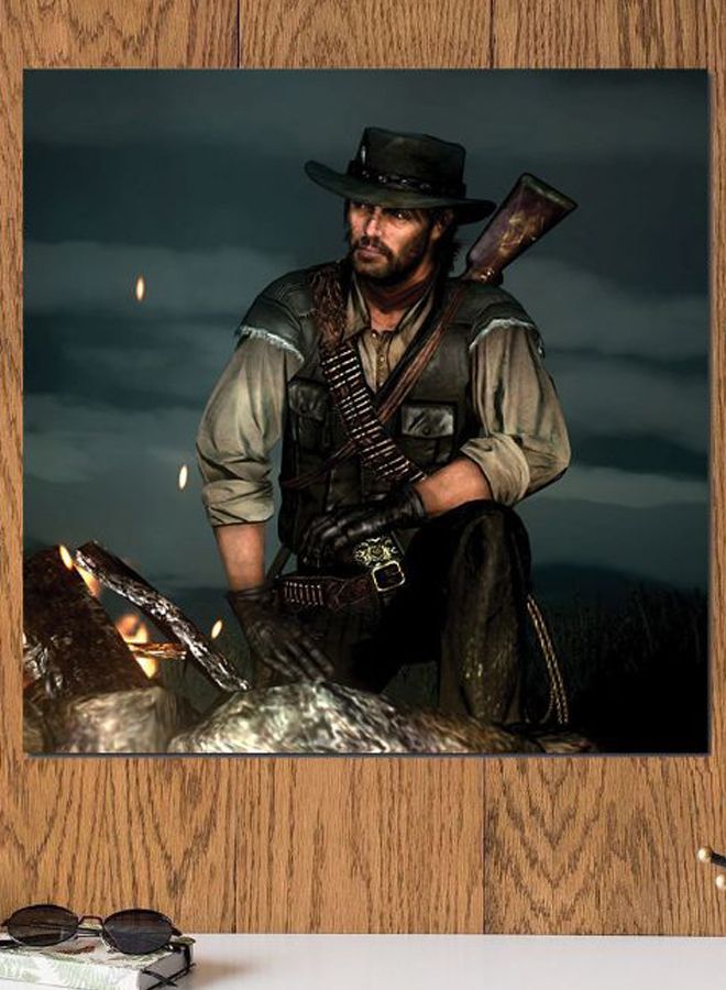 أتيك ديكور للحائط بتصميم مستوحى من لعبة الفيديو Red Dead" أخضر/ أسود/ رمادي 30x30سم - Image 2