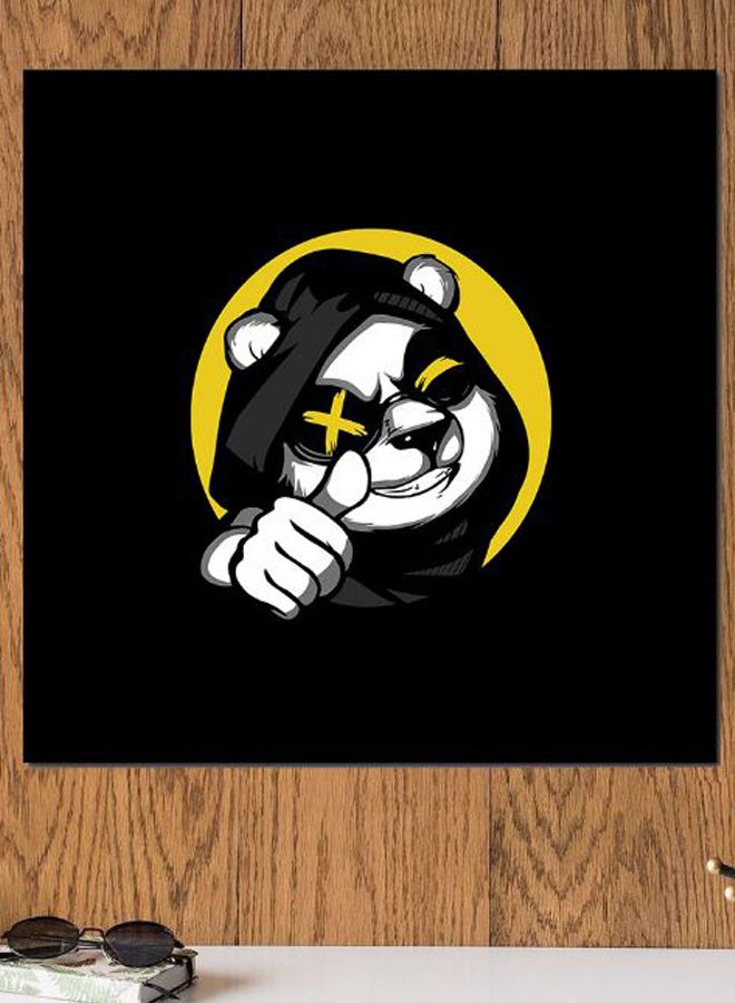 Atiq - Cool Panda Themed Wall Decor White/Brown/Yellow 30x30cm - Image 1