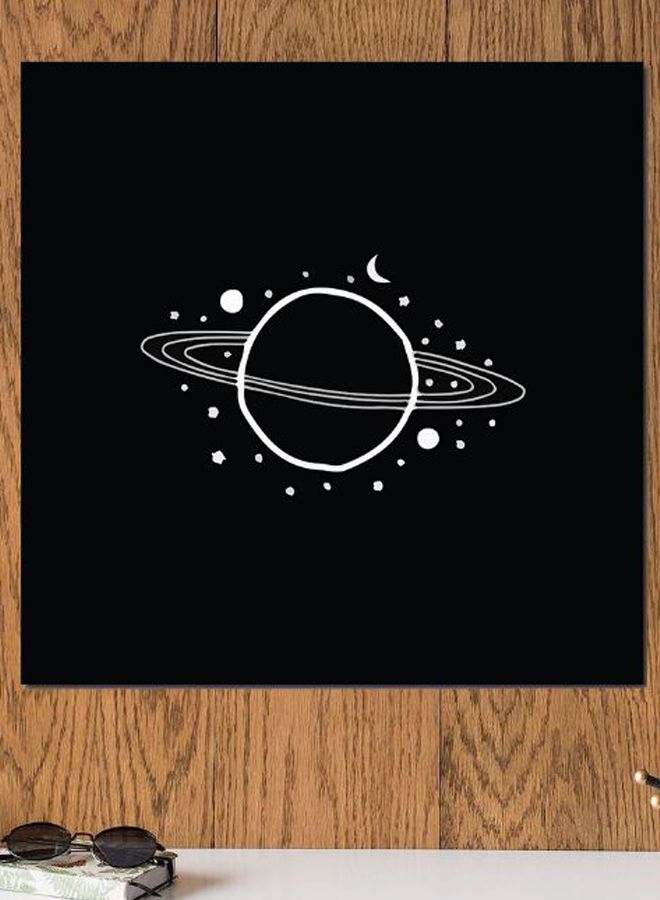 أتيك ديكور حائط بتصميم كوكب زحل أسود/ أبيض 30x30سم  - Image 2