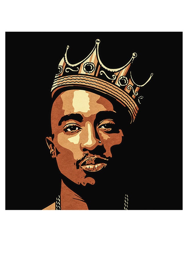 Atiq 2pac Themed Wall Decor Beige/Yellow/Black 30x30cm  - Image 1