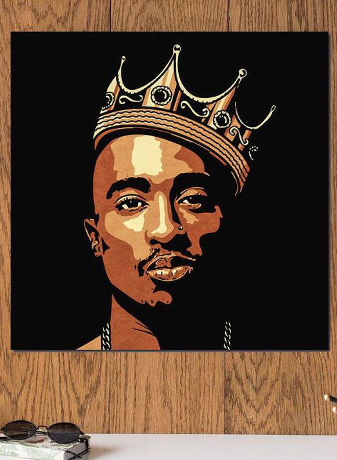 Atiq 2pac Themed Wall Decor Beige/Yellow/Black 30x30cm  - Image 2