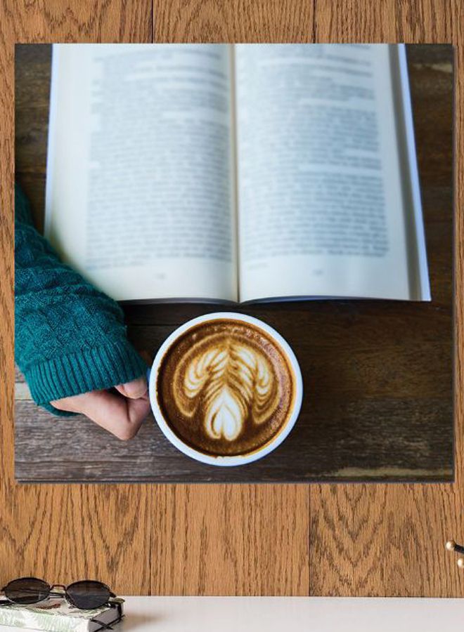Atiq - Coffee Lovers Themed Wall Decor White/Brown/Yellow 30x30cm - Image 1