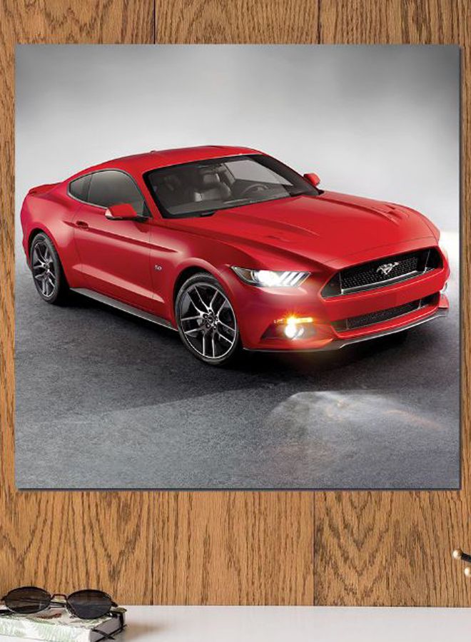 أتيك ديكور حائط بتصميم سيارة موستانج رمادي / أحمر / أسود 30x30سم - Image 2