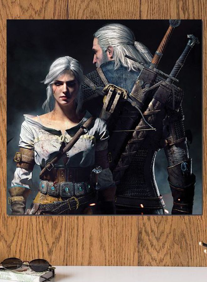 The Witcher Themed Wall Decor Grey/Silver/Brown 30x30cm