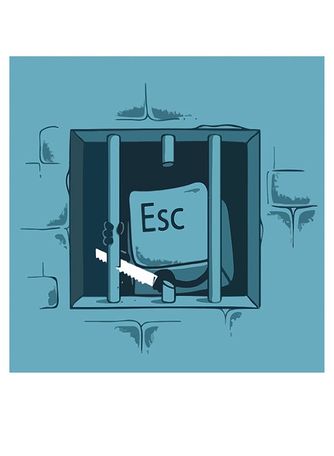 أتيك زينة حائط بتصميم ESC . أسود/أزرق 30x30سم  - Image 1