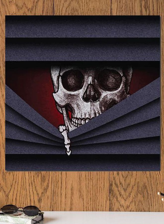 أتيك ديكور حائط بتصميم جمجمة رمادي/ أبيض/أحمر 30x30سم - Image 2