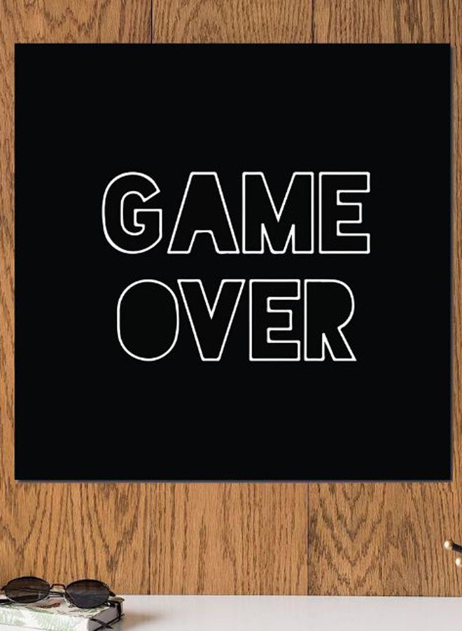 Atiq Game Over Themed Wall Decor Black/White 30x30cm - Image 2