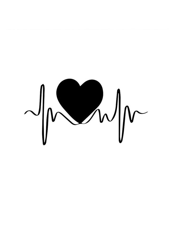 أتيك "ديكور للحائط بتصميم عبارة "Love, Heart Beat" أسود/ أبيض 30x30سم  - Image 1
