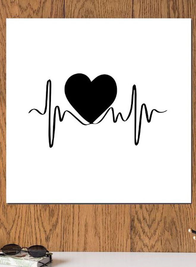 أتيك "ديكور للحائط بتصميم عبارة "Love, Heart Beat" أسود/ أبيض 30x30سم  - Image 2