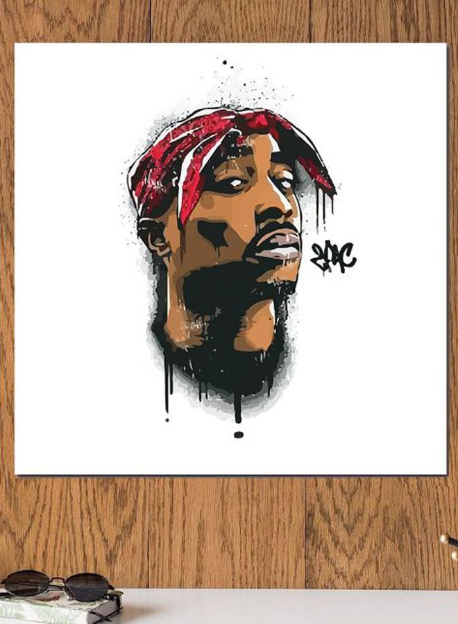 Atiq 2PAC Themed Wall Decor White/Black/Red 30x30cm - Image 2