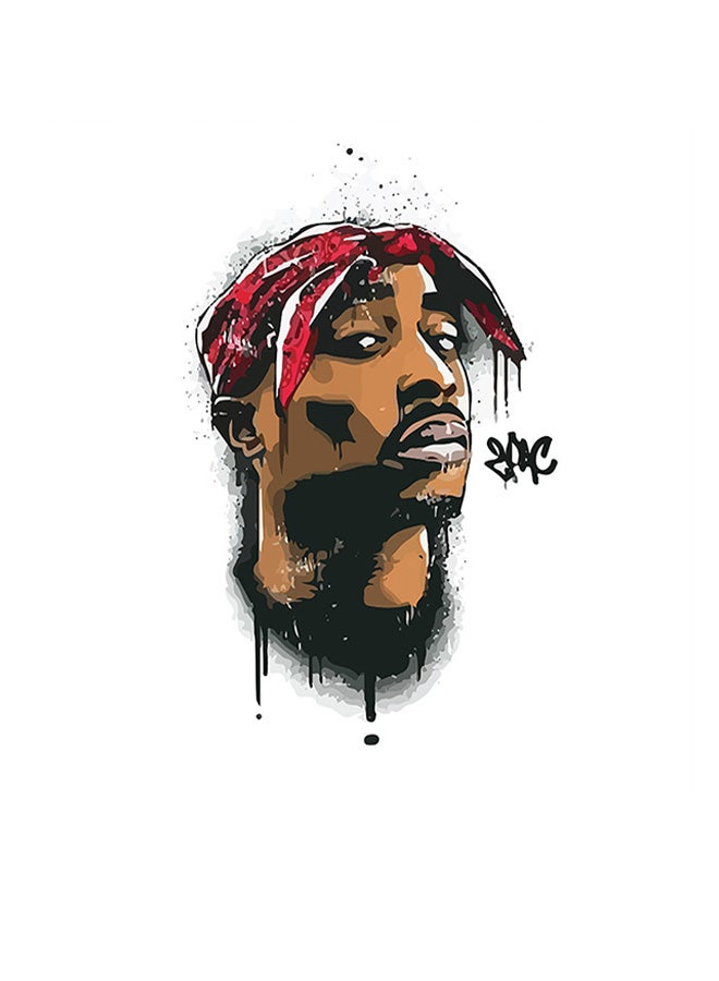 Atiq 2PAC Themed Wall Decor White/Black/Red 30x30cm - Image 1