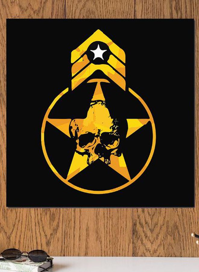 Atiq Military Skull Themed Wall Art Yellow/Black/White 30x30cm - Image 2